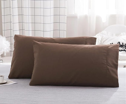 Microfiber Bed Pillowcases 2 Pack King Size, Super Soft Bed Pillow Covers Envelope Closure, Wrinkle, Fade and Stain Resistant, 20x36, Coffee