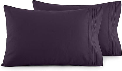 Elegant Comfort Luxury Ultra-Soft 2-Piece Pillowcase Set - 1500 Premium Hotel Quality Microfiber Double Brushed - Wrinkle Resistant, King Size, Purple