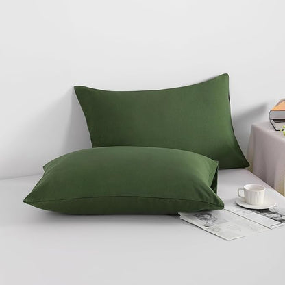 NTBAY Queen Pillowcase Set - 4 Pack Brushed Microfiber 20x30 Pillowcases - Soft, Wrinkle-Free, Fade-Resistant, Stain-Resistant, Olive Green Pillowcases with Envelope Closure - 20x30 Inches