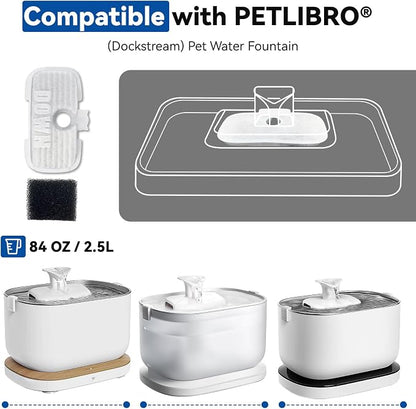 40 Packs for Petlibro Cat Water Fountain Filters Replacement Dockstream | Compatible with PETLIBRO® PLWF106 PLWF116 PLWF005 PLWF115 PLWF105 PLWF305 (20 Replacement Filters + 20 Pre-Filter Sponges)