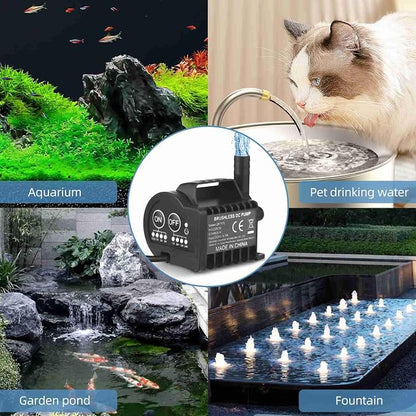 Mini Submersible Pump, Quiet Small Fountain Pump USB Charging Pond Pump for Fish Tank Aquarium Pet Drinking (QR70TL) (QR75TL)