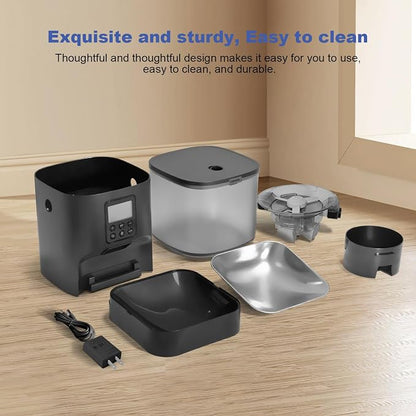 Automatic Cat Feeder, Cat Food Dispenser with 10s Voice Recorder, Pet Feeder up to 8 Meals per Day, Timed Feeder with Dry Food Sealed Ring