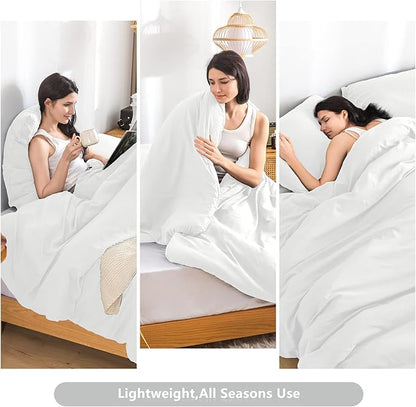 COTTEBED White Comforter King Size Set Bed, Luxury Hotel Super Soft Fluffy Washed Cotton, 1 Down Comforter 2 Pillowsham, Lightweight Modern Solid Bedding Collection All Season (White,King/Cal King)