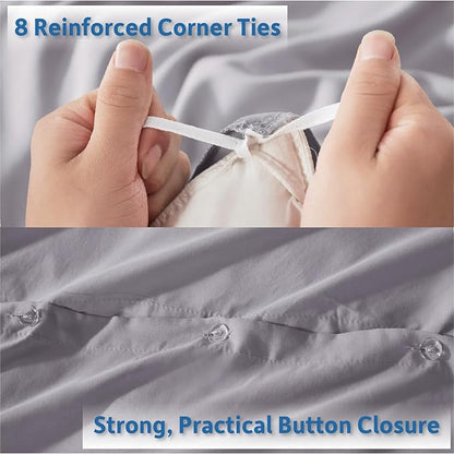 Nestl Twin Duvet Cover Set - Soft Double Brushed Grey Lavender Duvet Cover Twin/Twin XL, 2 Piece, with Button Closure, 1 Duvet Cover 68x90 inches and 1 Pillow Sham