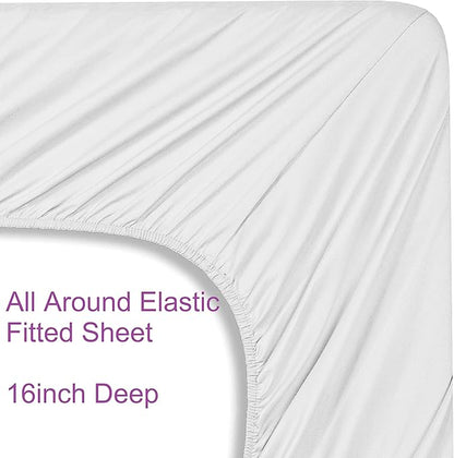 Elegant Comfort 7-Piece Twin XL Size Bed-in-a-Bag - Luxury 1500 Thread Count Comforter & Sheet Set, Cozy Bed Sheets and Comforter Set, Wrinkle and Stain Resistant, Pink/Purple