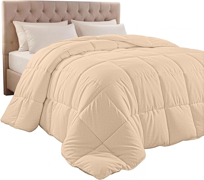Utopia Bedding Comforter Duvet Insert, Quilted Comforter with Corner Tabs, Box Stitched Down Alternative Comforters King Size (Beige)