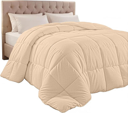 Utopia Bedding Comforter Duvet Insert, Quilted Comforter with Corner Tabs, Box Stitched Down Alternative Comforters King Size (Beige)