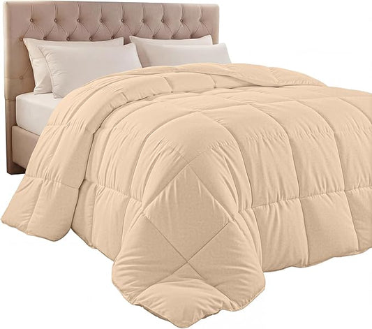 Utopia Bedding Comforter Duvet Insert, Quilted Comforter with Corner Tabs, Box Stitched Down Alternative Comforters King Size (Beige)