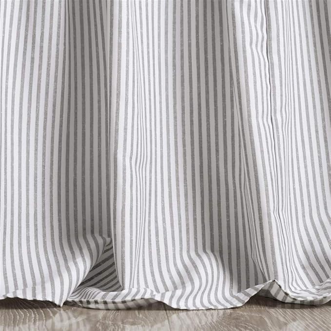 Lush Decor Ticking Stripe Bedspread King Size 3 Piece Set Gray - Ruffle Bedding Set King Bedspreads - Striped Bedding - Farmhouse & Coquette Decor