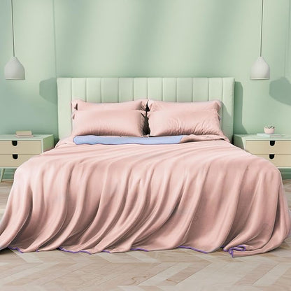Sheal Cooling Comforter Queen Size 80'' x 90'', Q-Max Rating of >0.4, Double-Sided Cool Tech Comforter & Colors, All-Season Lightweight Blanket to Quickly Cool Down, Pink Blue