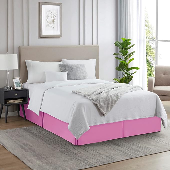 Nestl Light Pink Full Bed Skirt - Full Size Bed Skirt 14 Inch Drop - Brushed Microfiber Bed Skirts - Hotel Quality Pleated Bed Skirt - Shrinkage & Fade Resistant