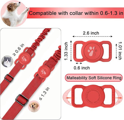 SANKALA [1 Pack] Waterproof Dog Airtag Holder, Red | Silicone Full Body Covered, Anti-Lost Protective, Fits All Width Collars, for Apple AirTag(Gen 1 & 2), Signal Friendly