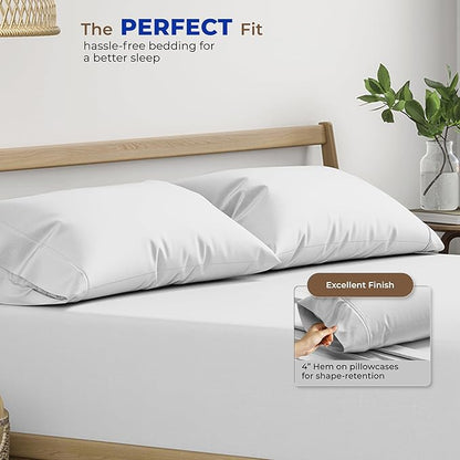 Thread Spread 100% Egyptian Cotton Pillow Cases Queen Size Set of 4 - Luxury 1000 Series Paradise Collection Queen Pillow Cases (Pack of 2, Silver Grey), Soft Cooling Hotel Egyptian Cotton Pillowcases