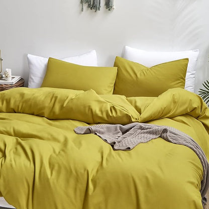 Luxlovery Chartreuse Comforter Set - King Size Moss Green Bedding Set - Breathable Modern Solid Green Soft Blanket Quilts 3 Piece Set