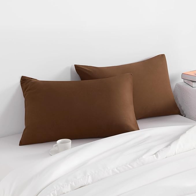 NTBAY King Pillow Cases Set of 2, 2 Pack Brushed Microfiber 20x40 Pillow Cases, Soft, Wrinkle, Fade, Stain Resistant Brown Pillow Cases with Envelope Closure, 20x40 Inches, Brown