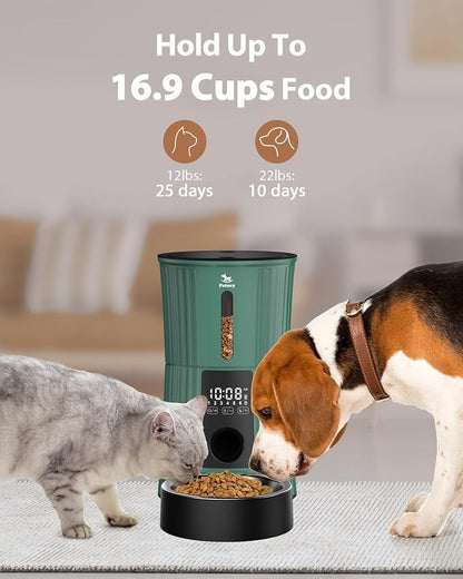 Automatic Cat Feeder - 4L Cat Food Dispenser for Cats and Small Dogs | Timed Cat Feeder, Programmable Portion Control, Up to 6 Meals Daily, Dual Power Supply, 10-Second Voice Recorder