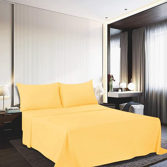 Best Season 1800 Thread Count Microfiber Fade Resistant Bed Sheet Set, 4 Piece, Full, Yellow