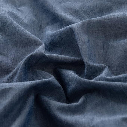 FACE TWO FACE Bedding Duvet Cover Set100% Washed Cotton Duvet Cover Linen Like Textured Breathable Durable Soft Comfy(California King, Navy Blue)