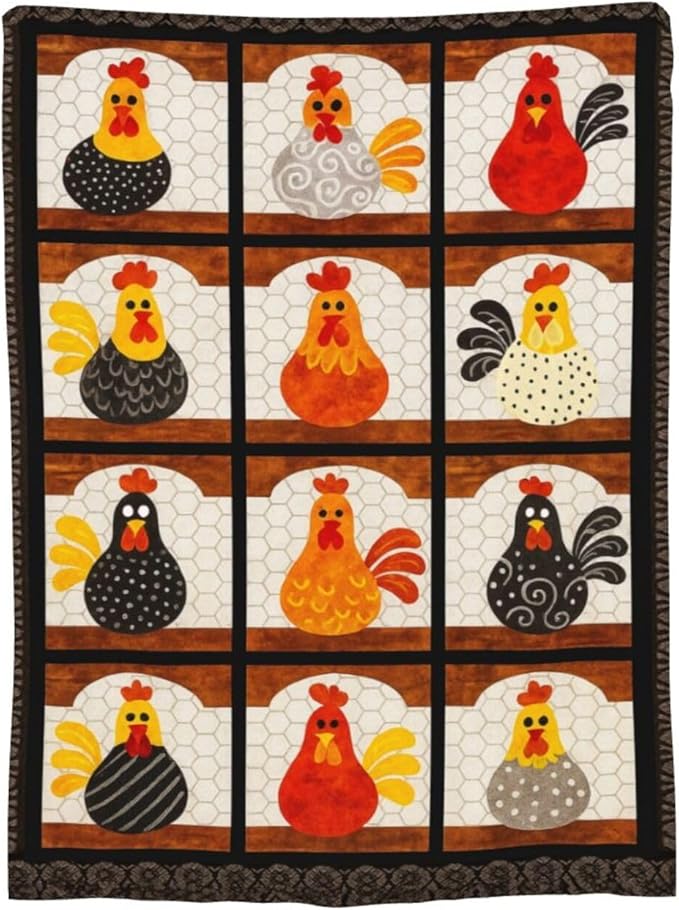 Chicken Blanket Super Soft Warm Fluffy Fleece Flannel Rooster Animal Throw Blanket Cozy Fuzzy Plush Stuff Bedding Blankets Gifts for Women Kids Boys Girls Adults 50"X40"