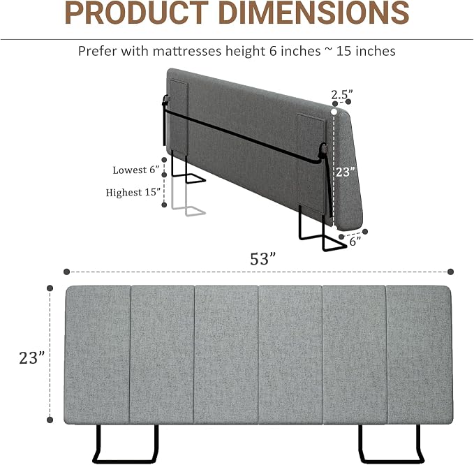 Full Size Headboard Only-No Assembly Required, Dark Gray | Easy to use no assembly required, Linen fabric and extra-thick foam for added comfort, Modern style headboard full size