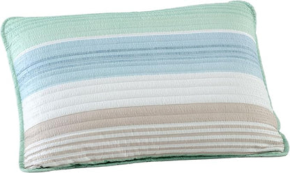 Beatrice Home Fashions Coralinn Striped 2-Piece Quilt Set, Lightweight, All-Seasons, Twin, Sage Blue
