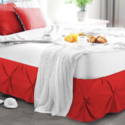 Nestl Red Bed Skirt - Cal King Size, Pinch Pleat, 14" Drop, Hotel Quality, Microfiber