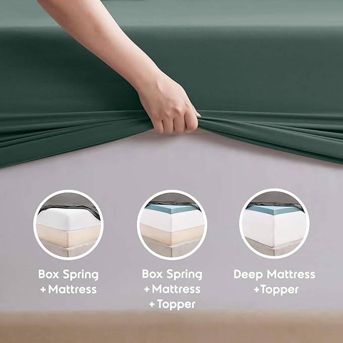 Nestl Short Queen Sheet Set - 1800 Ultra-Soft Microfiber - Double Brushed - Deep Pockets - Easy Fit - 4 Piece Set - Bed Sheets (Short Queen, Forest Green)