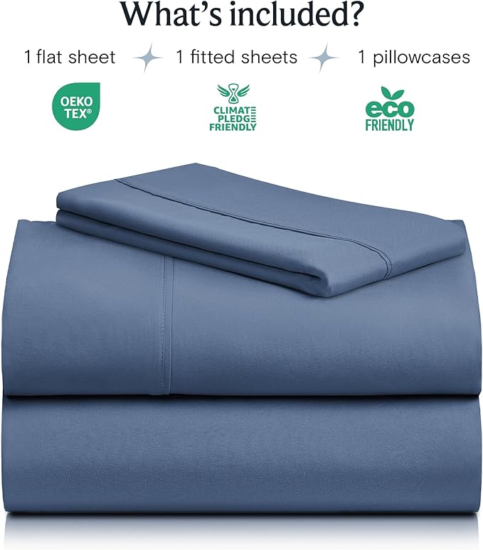 LuxClub Twin XL Sheets - Soft Twin Bed Sheets for-Boys-and-Girls-3 PC Deep Pockets 18" Eco Friendly Wrinkle Free-Kids-Fitted Sheets Machine Washable Hotel Bedding Silky Soft - Oxford Twin XL