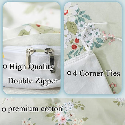 FADFAY Duvet Cover Set King/Cal King Floral Comforter Cover 100% Cotton Girls Vintage Flower Bedding Garden Style Farmhouse Bedding for All Season Soft Set with 2 Pillowcases, King/Cal King