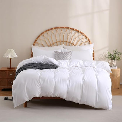 JSD White Duvet Cover Set Full Size, 3 Piece Duvet Cover with Pillow Shams, Soft Brushed Microfiber Zipper Closure, Comforter Not Included
