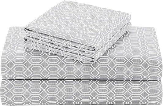Comfort Spaces 100% Cotton Sheet Set Breathable, Lightweight, Soft with 14" Elastic Pocket Fits up to 16" Mattress, All Season Cozy Bedding, Matching Pillow Case, Full Diamond Taupe 4 Piece