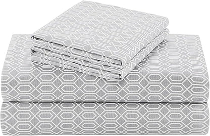Comfort Spaces 100% Cotton Sheet Set Breathable, Lightweight, Soft with 14" Elastic Pocket Fits up to 16" Mattress, All Season Cozy Bedding, Matching Pillow Case, King Diamond Taupe 4 Piece