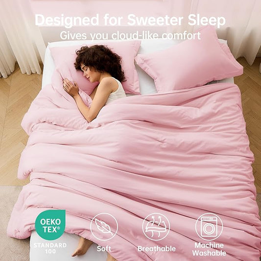 MUXHOMO Pink Twin/Twin XL Comforter Set, All Season Ultra Soft Down Alternative Bedding - 2 Piece Lightweight Bed Set Includes 1 Comforter (68"x88") and 1 Pillow Shams (20"x26")