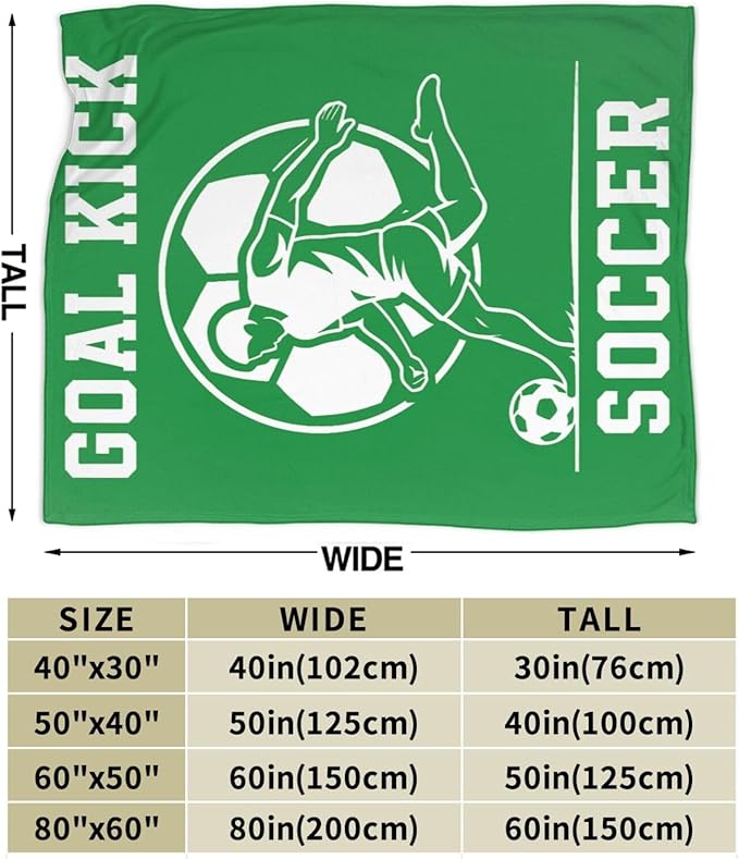 Soccer Blanket Super Soft Warm Fluffy Fleece Flannel Ball Sports Throw Blanket Cozy Fuzzy Plush Stuff Bedding Blankets Gifts for Teens Boys Kids Women Girls Adults 60"X50"
