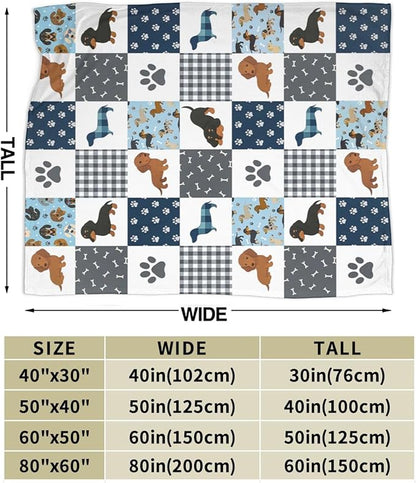 Dachshund Blanket Super Soft Warm Fluffy Fleece Flannel Dog Throw Blanket Cozy Fuzzy Plush Stuff Bedding Blankets Gifts for Women Kids Boys Girls Adults 80"X60"