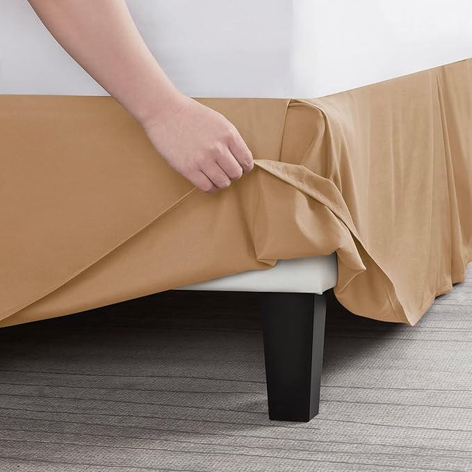 Nestl Light Brown Twin Bed Skirt - Twin Size Bed Skirt 14 Inch Drop - Brushed Microfiber Bed Skirts - Hotel Quality Pleated Bed Skirt - Shrinkage & Fade Resistant