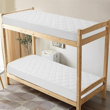 Cot Mattress Protector Pad Waterproof Quilted 30" x 75", Breathable & Cooling Cot Mattresses Cover Fitted for Daybed/Rollaway/Narrow Twin Bed/Camping/RV Bunk with Deep Pocket Up to 10", (White)