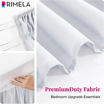 RIMELA Ice Grey Bed Skirt Queen Size 15 Inch Drop, Elastic Bed Skirting for Bed Base and Frame, Bedding Dust Ruffle Easy to Install, Lightweight Wrap Around Adjustable Bedskirt