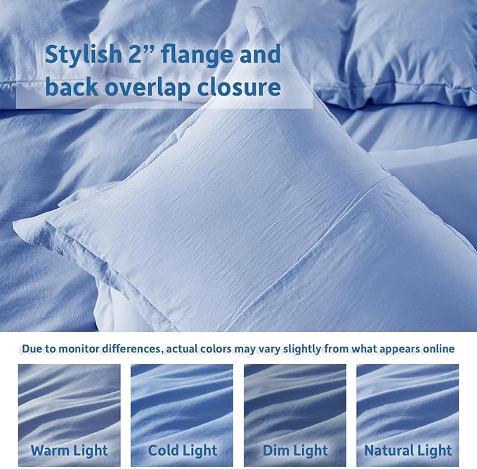 Nestl Twin Duvet Cover Set - Soft Prewashed Calm Blue Duvet Cover Twin/Twin XL, 2 Piece, with Zipper Closure, 1 Duvet Cover 68x90 inches and 1 Pillow Sham