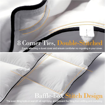 Down Fibers Comforter Oversize King Size,Luxurious All Seasons Hotel Collection Duvet Insert,54 Oz High Bulkiness Medium Warmth,Fluffy & Breathable for Bedroom, Guestroom, Hotel (Grey,120x98)