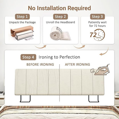 King Size Headboard Only-No Assembly Required, Beige | Easy to use no assembly required, Linen fabric and extra-thick foam for added comfort, Modern style headboard king size
