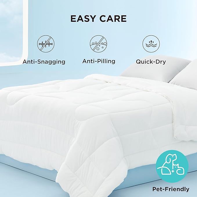 Bedsure Cooling Comforter Oversize King - Cooling Blankets for Hot Sleepers, Lightweight Comforter for Summer with Dual-Sided Cool Tech, Soft Breathable Cold Blanket for Sleeping, White, 116x98 Inches