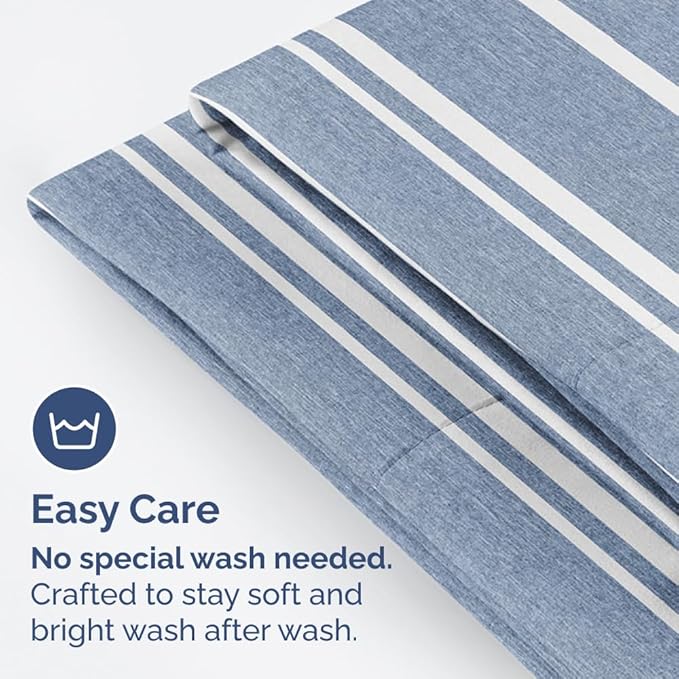 King Standard Pillow Cases Set of 4 - Soft Hotel Quality Pillowcase Covers - Comfy Bedding for Women, Men, Kids & Teens - Machine Washable Pillow Protectors - 4 Piece Set - King Standard Blue Stripes