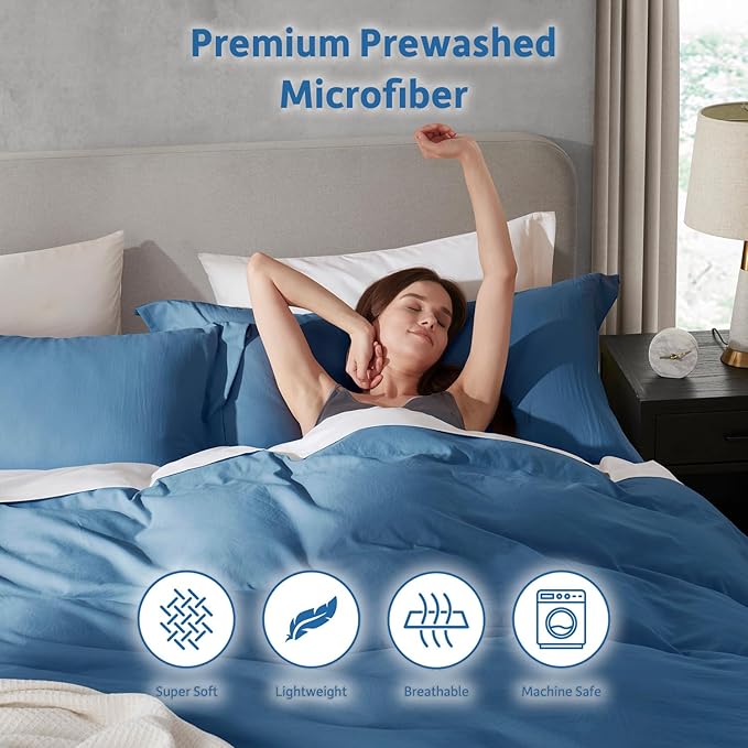 Nestl Blue Heaven Duvet Cover King Size - Soft Prewashed King Duvet Cover Set, 3 Piece, with Zipper Closure, 1 Duvet Cover 104x90 inches and 2 Pillow Shams