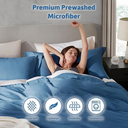 Nestl Blue Heaven Duvet Cover King Size - Soft Prewashed King Duvet Cover Set, 3 Piece, with Zipper Closure, 1 Duvet Cover 104x90 inches and 2 Pillow Shams