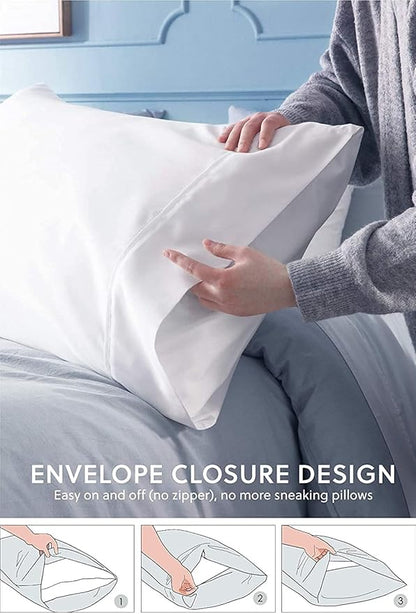 Comfort Beddings King Pillowcases Set of 4 – 100% Organic Cotton, 600 Thread Count Sateen, Soft & Comfy Pillow Covers with Envelope Closure, Grey, King Size 20 x 36 Inches