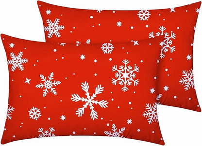 YIYEA Christmas King Size Pillow Cases Set of 2, Ultra Soft Double Brushed Microfiber Pillowcases King, Christmas Snowflake Bed Pillow Covers, Fade Resistant, Easy Slip-On (20"x36")