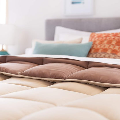 Linenspa Reversible Down Alternative Comforter and Duvet Insert, for King Size Bed – All-Season Comforter with Box Stitch and 8 Duvet Loops – Bedding for Kids, Teens, and Adults – Sand / Mocha