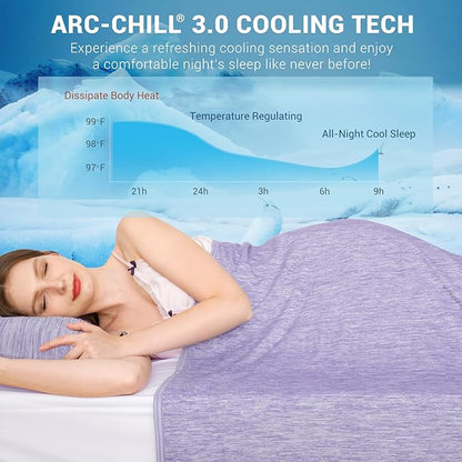 Elegear Revolutionary Cooling Blanket Twin, Absorbs Heat to Keep Body Cool for Night Sweats, Arc-Chill 3.0 Cool Fiber Q-Max>0.5 for Hot Sleepers, Lightweight Summer Cold Blankets for Sleeping, Purple