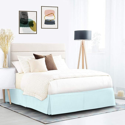 Nestl Light Baby Blue Full XL Bed Skirt - Full XL Size Bed Skirt 14 Inch Drop - Brushed Microfiber Bed Skirts - Hotel Quality Pleated Bed Skirt - Shrinkage & Fade Resistant